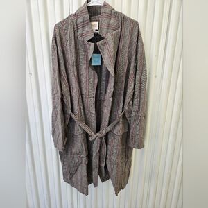 NWT Elegant Striped Trench Coat